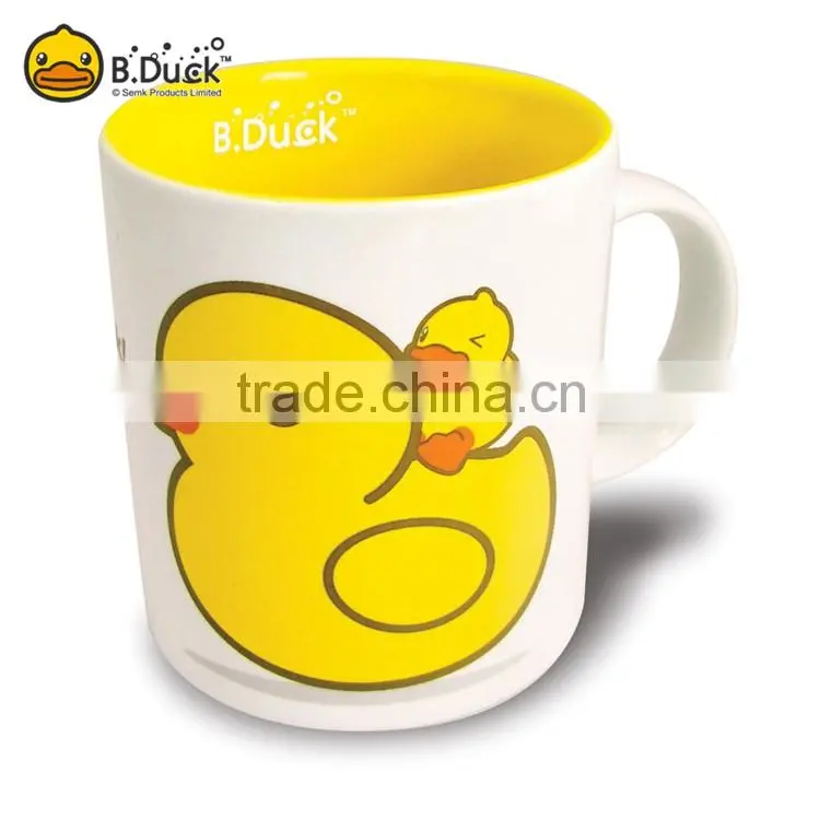 Novelty fanny gifts B.Duck brand yellow white ceramic coffee mug