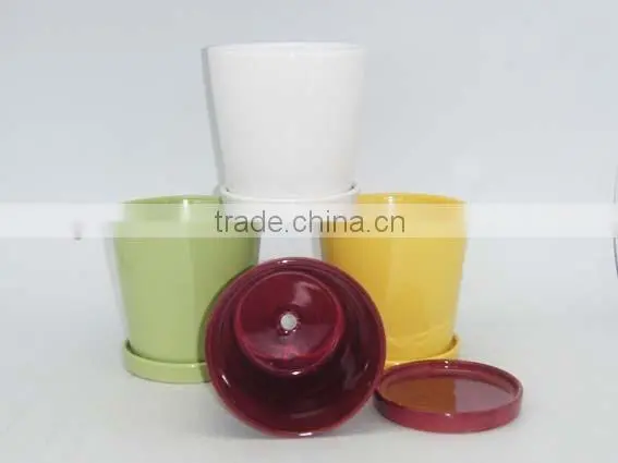 Color white ceramic flower pot