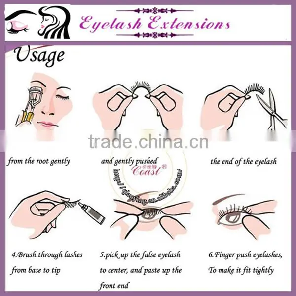Korea synthetic flase natural looking eyelashes with red crystal diamond