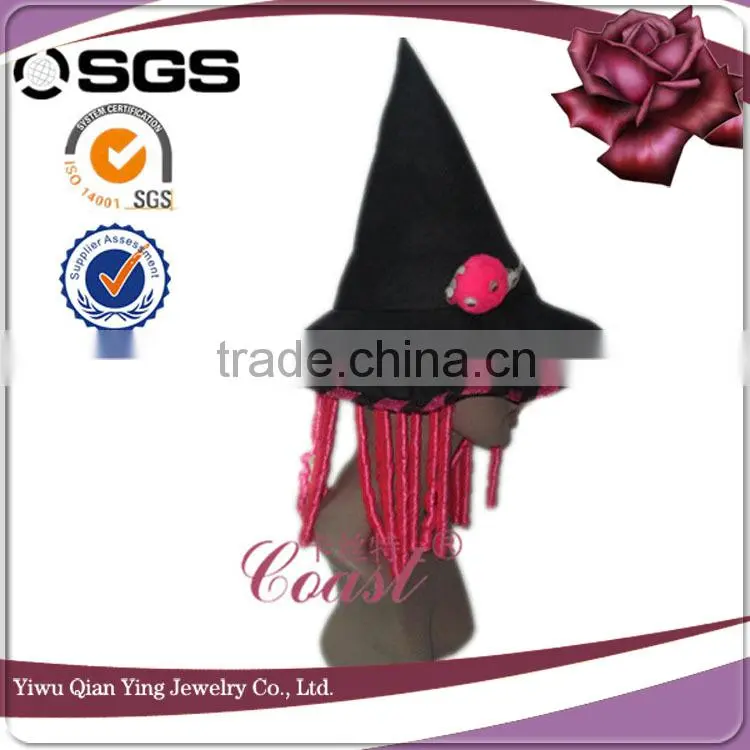 Funny halloween festival hat with pink fake hair attachmed