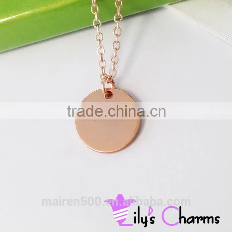 2015 New fashion Cute Girl's Necklace Wholesale, initial disc pendant necklace