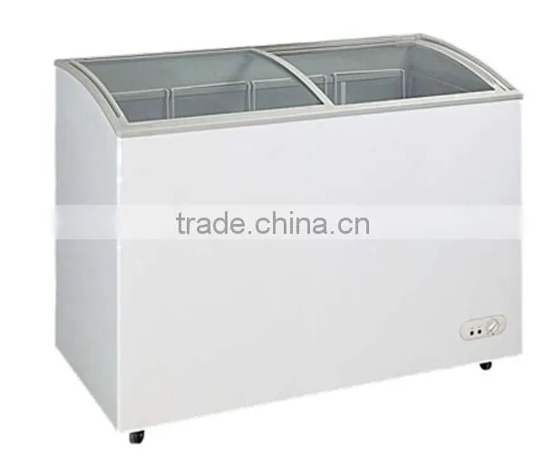 sliding curved glass door display chest freezer price