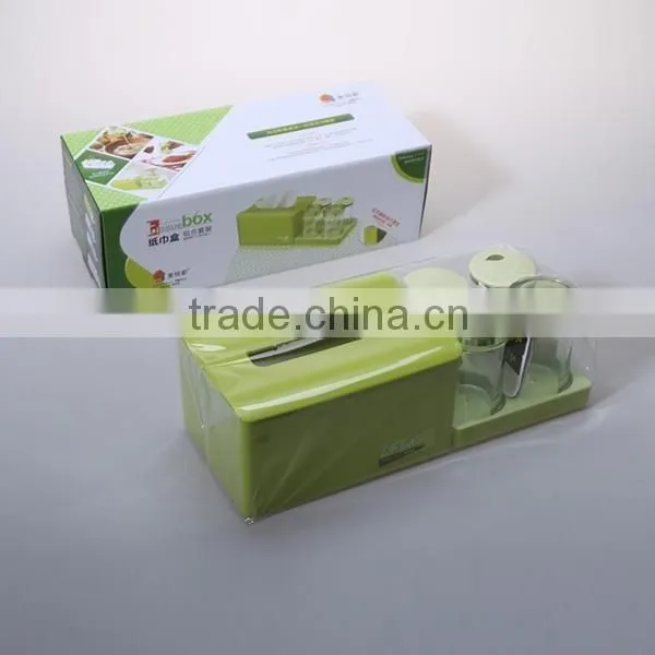 Rectangle plastic napkin box with condiment box 5 pcs/set