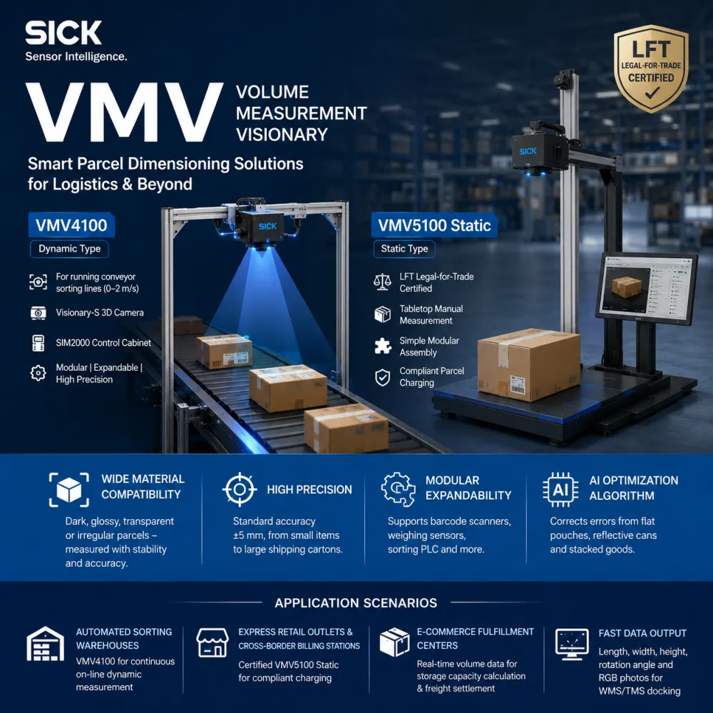 SICK VMV Volume Measurement Solution: революционный продукт для измерения размеров, веса и сканирования в логистике