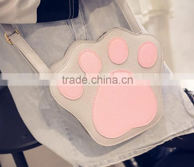 PU shoulder cross body handbags purses ladies bags footprint women bag