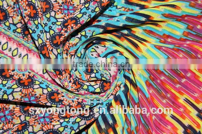printed floral chiffon fabric with print for woman's garment