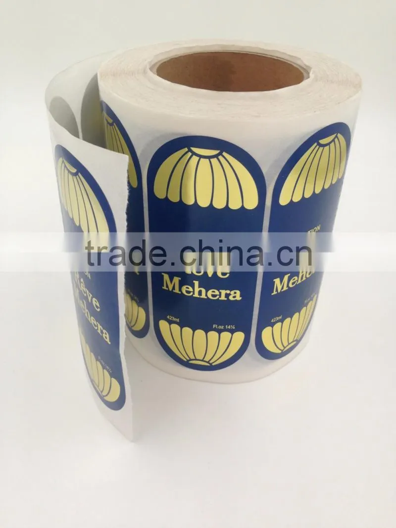 wholesale custom printing hot gold stamp label sticker paper roll