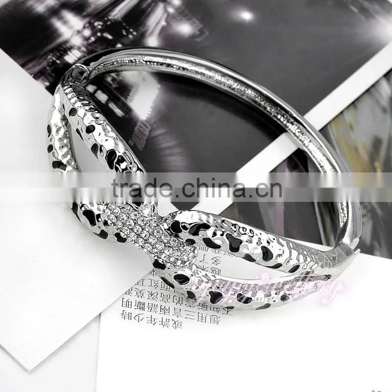 new products leopard silver color crystal enamel bangle