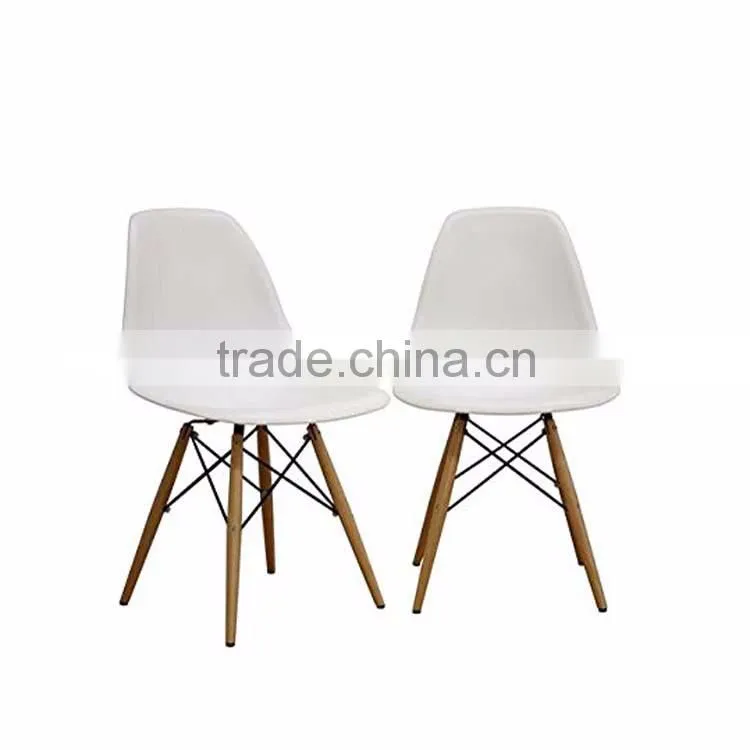 Natural Wood Legs Dining Room Base Chrome Metal Molded Plastic Four Leg Furniture Office Chair