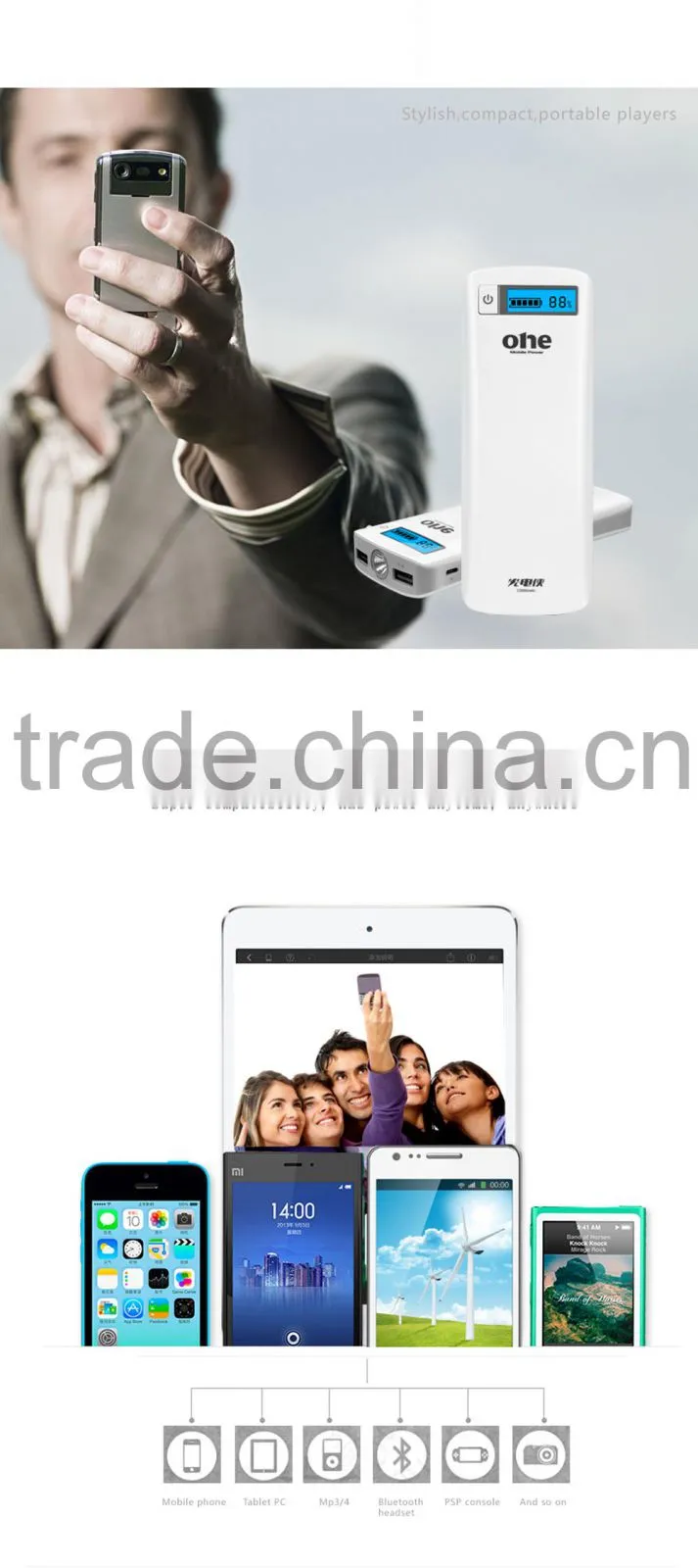 Universal 12000mah Backup External Battery Usb Power Bank Charger for Cell Phone 4s 5s