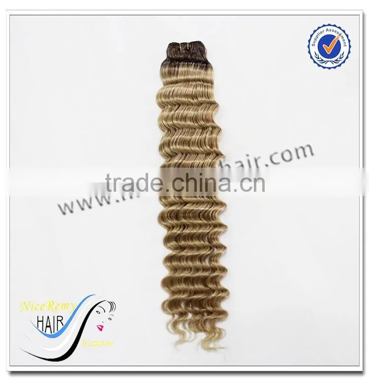 Top Quality Fast Delivery Wholesale Blonde Wavy Deep Curly Ombre Weave 100 Virgin Human Hair