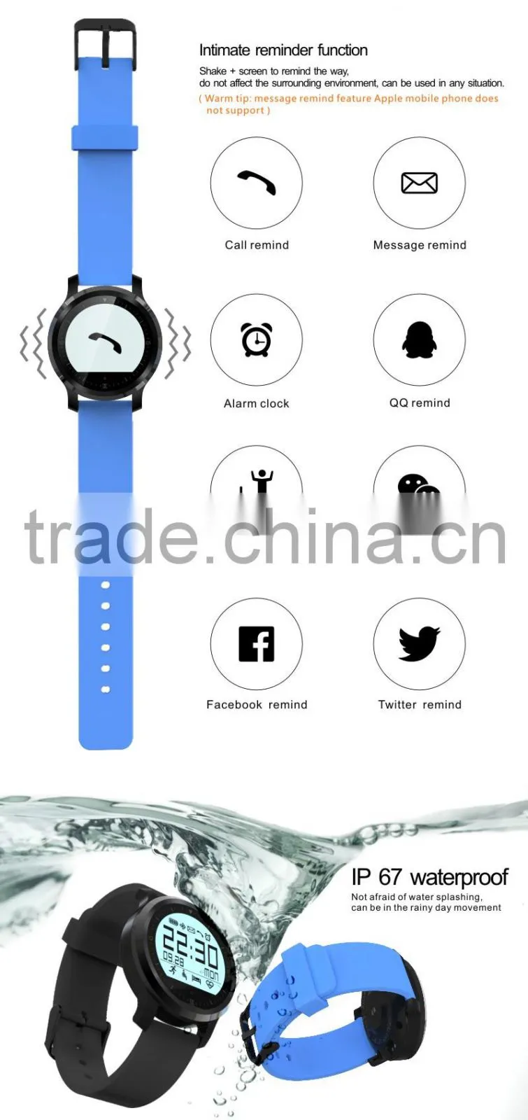 IP67 grade smallest mobile watch, heart rate monitoring v6 watch mobile