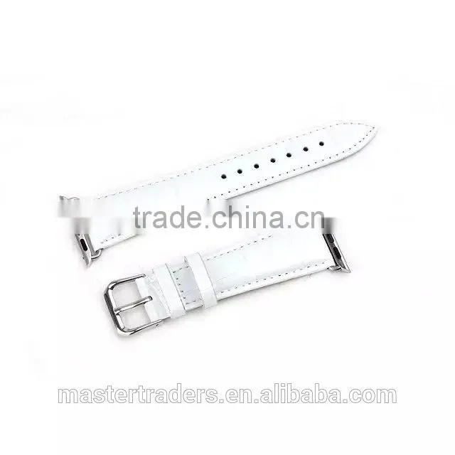 Cheap Crocodile Grain Genuine Leather Watch Band Wrist Strap For 38MM Apple Watch MT-3566