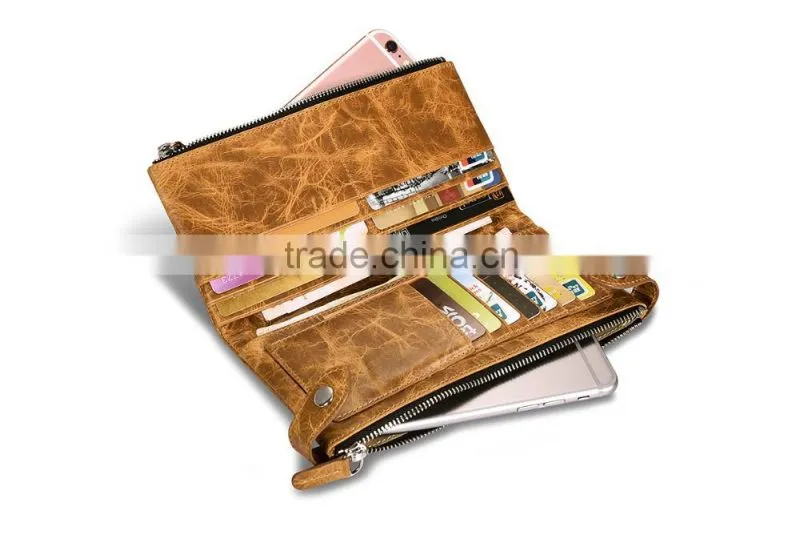 Icarer Luxury Classical zipper Real Leather Handbag Wallet with Card Slot MT-5592
