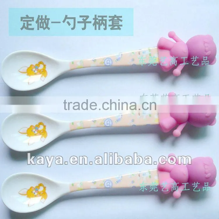 3D Teddy silicone gel spoon cover / silicone spoon cap