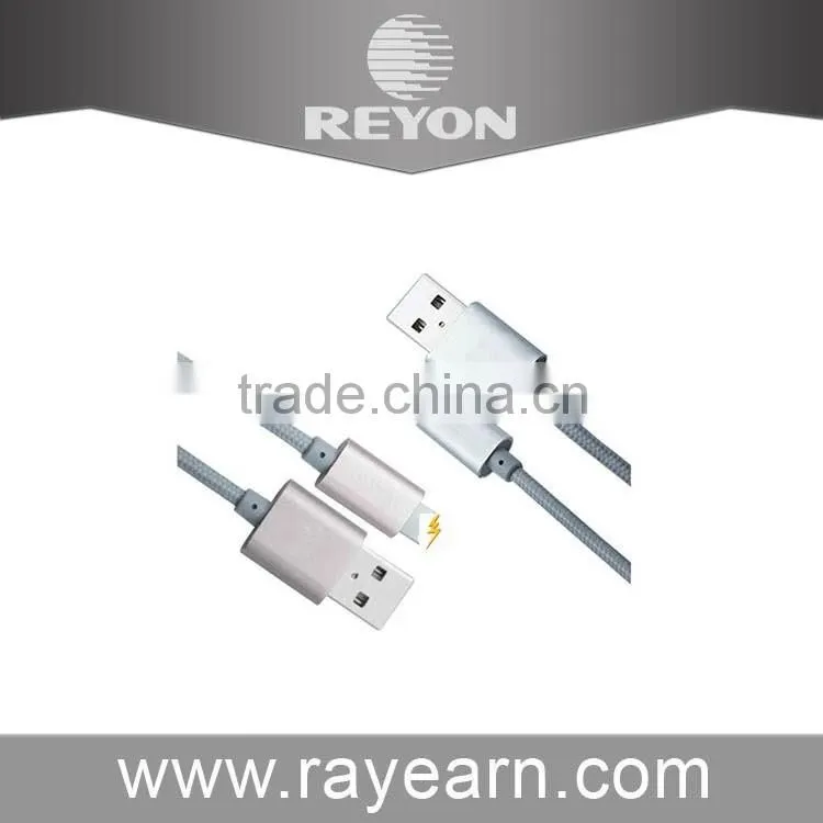 REYON Cheap Nylon fabric braided slim usb cable for Iphone ,usb data cable, usb cabel for charger