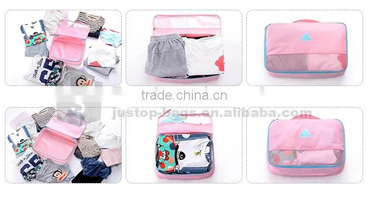 Justop New Arrival 4 in 1 Travel Organizer Bag For Clothes Storage Pouch Fashion Folding Toiletry Bags set