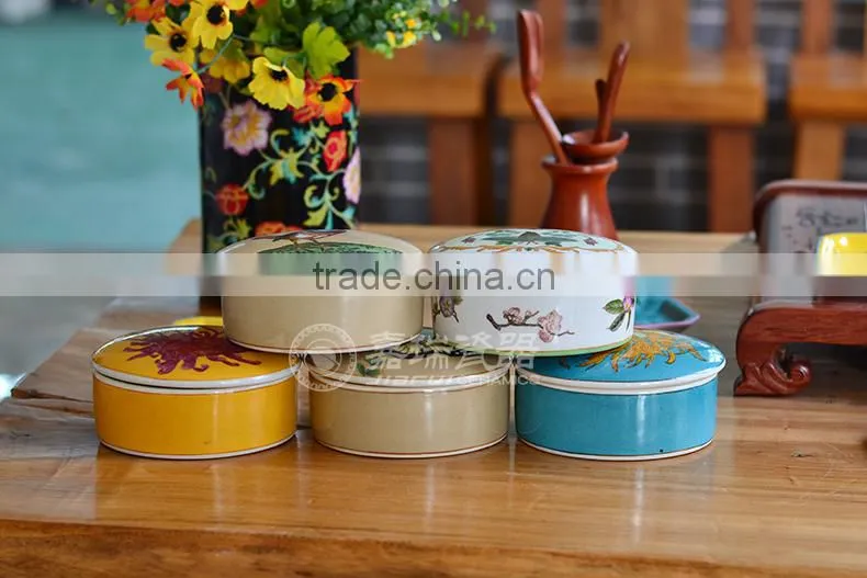 Customer Handpainted white ceramic Jewelry Box Round