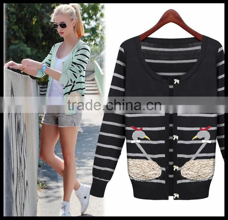 Alibaba China Fashion Top Quality Cartoon Design Girls cardigan sweater knitting bowknot pattern
