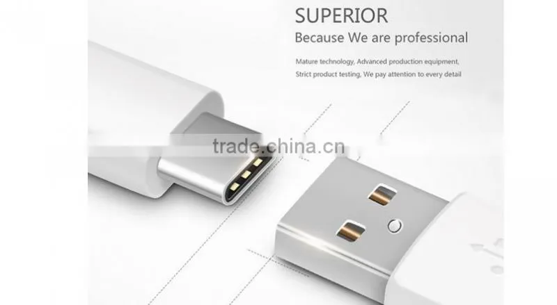 2016 Wholesale custom cell phone custom usb charger cables usb type-c cable(golden)