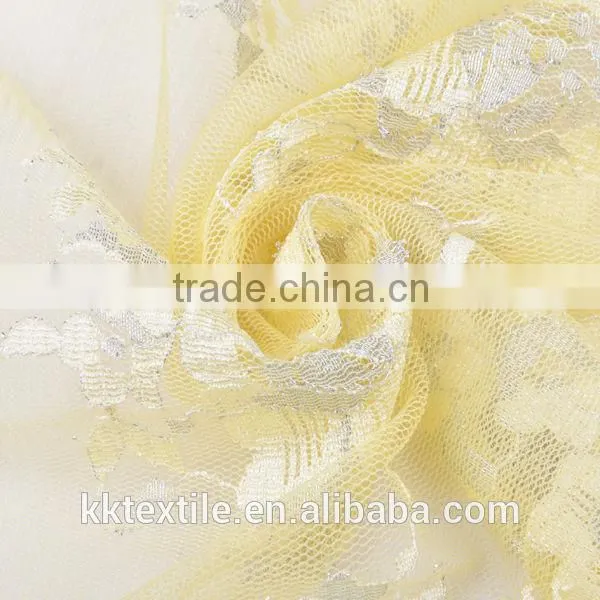 New arrival 100% Nylon mesh silver thread lace black flower lace