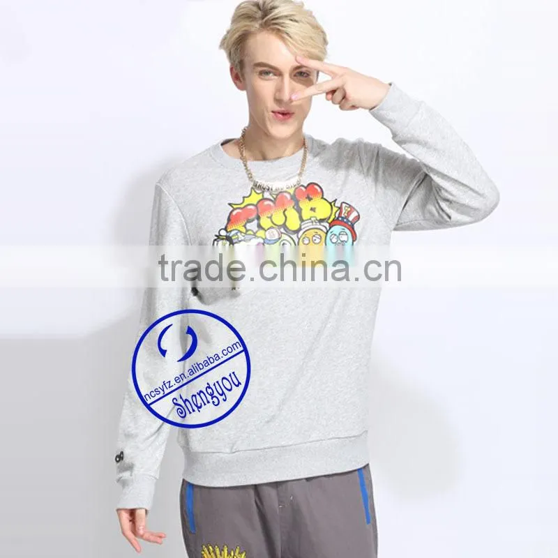 Custom 100% Fleece Polyester Men Grey Pullover Hoodie Sweatshirts