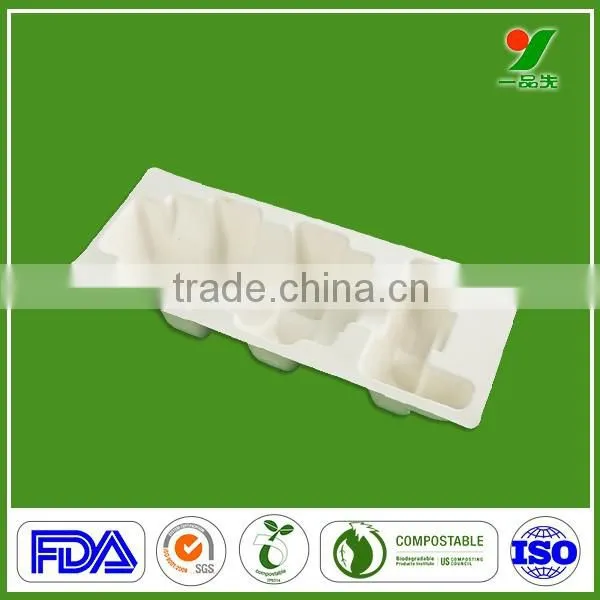Professional custom electronic component foam packaging molded pulp tray with sugarcane bagasse