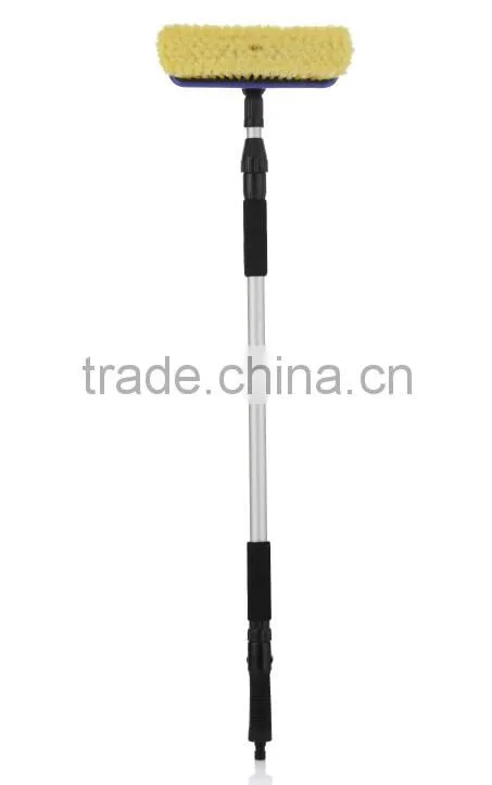 car brush with telescopic handle water flow through PVC soft bristles
