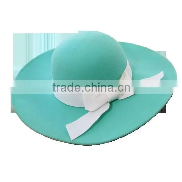 Fashion Ladies Wool Felt Floppy Hat With Tied Band