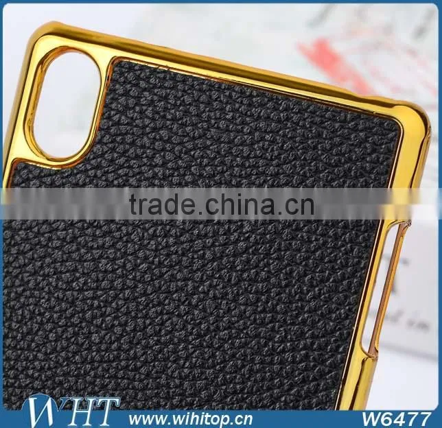 Alibaba Express Hot Sale PC Back Cover for Sony Z3 Case, Chrome Leather Case for Xperia Z3