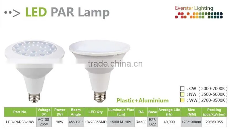 230V 12W 1000lm 2835SMD E27 B22 Plascti Aluminium Par Can Par30 LED
