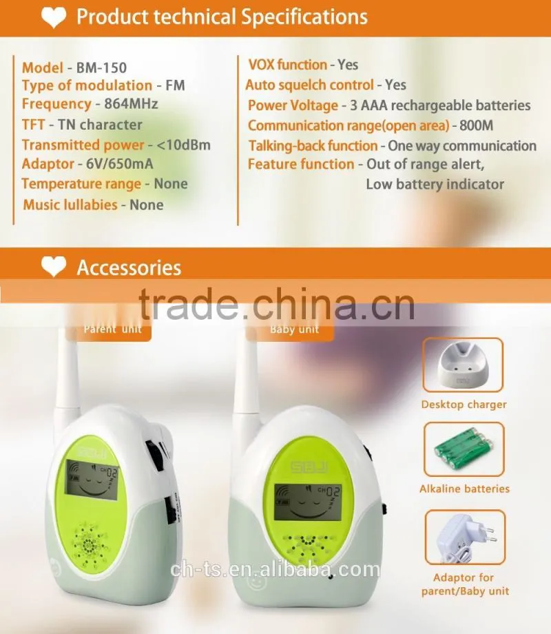 Long range radio baby phone,Analogue Audio Baby Phone