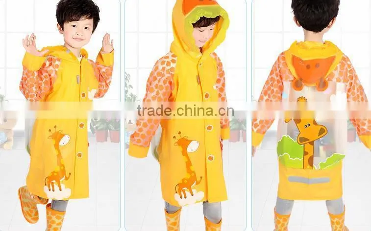 children cute cartoon animal print foldable raincoat with backpack place
