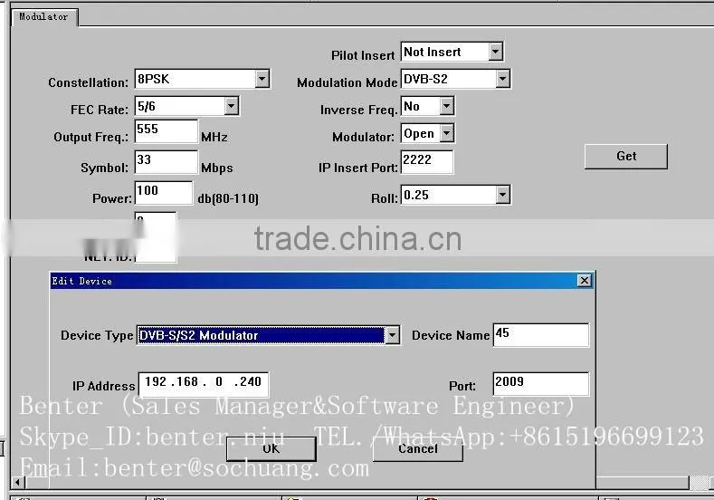 ip in dvb-s dvb-s2 modulator (ASI/IP IN,DVB-S2 RF out,950-2150mhz 17.2-39.9mbaud/s,qpsk&8psk)