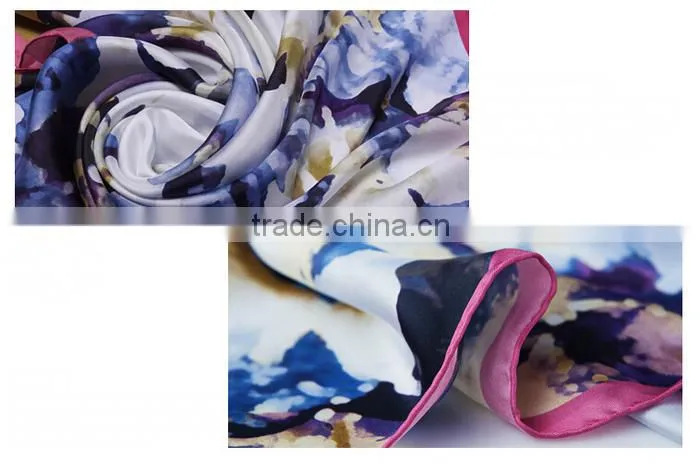 No Moq 100% silk 12mm twill 88*88cm screen printing scarf