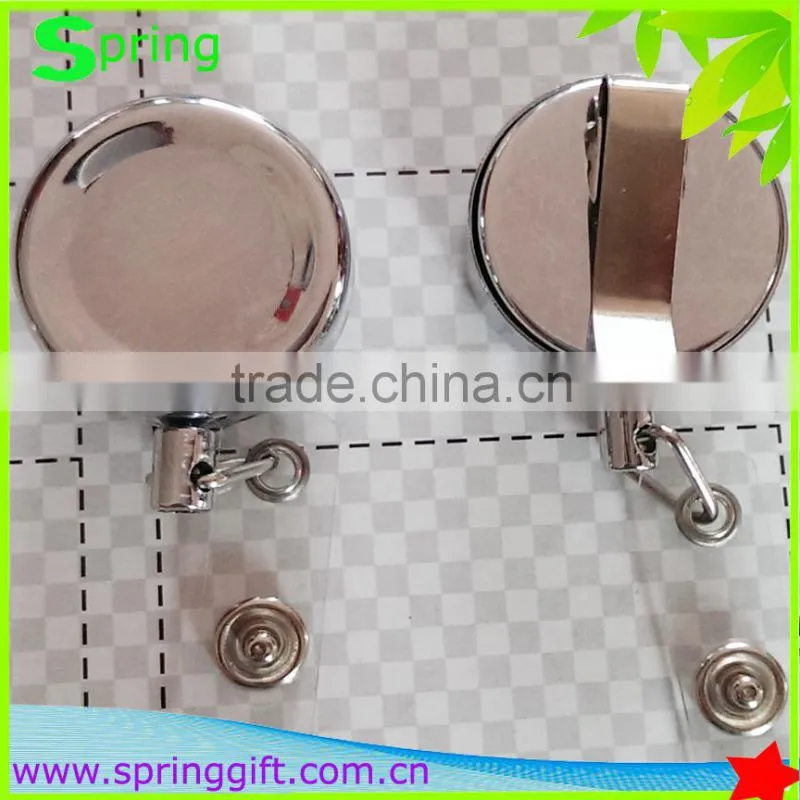 fashion metal decorative badge reels, Metal material pull reel badge/custom logo print metal badge ree