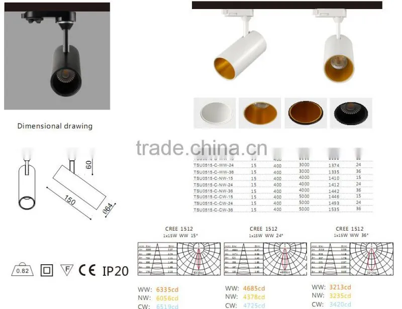 slim housing modern 6w/9w/15w cob led track light housing