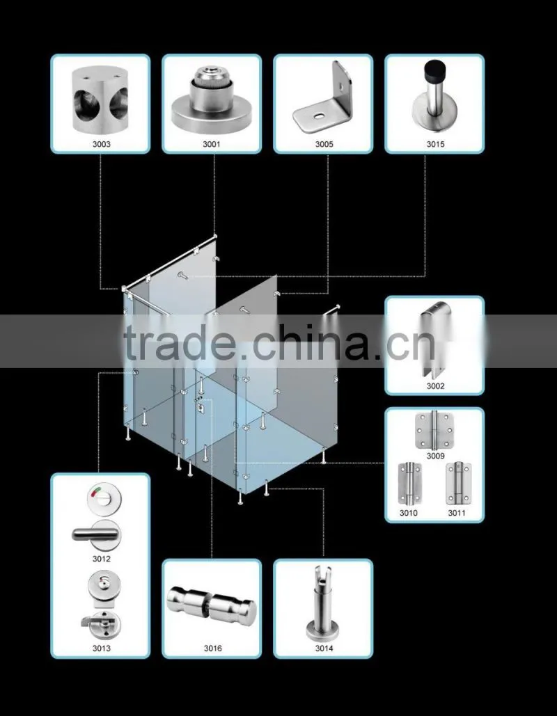 Stainless steel toilet cubicle partition fitting, door lock indicator