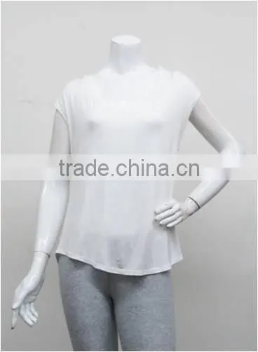 Wholesale women white plain fashion top,OEM high quality polyester/cotton ladies shirt top