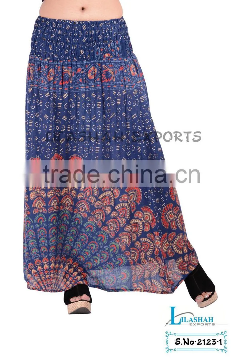 2123 Rayon Mandala Printed Long Skirt Rayon Block Printed Skirt Garments ladies fashion skirts woman skirt suit skirts