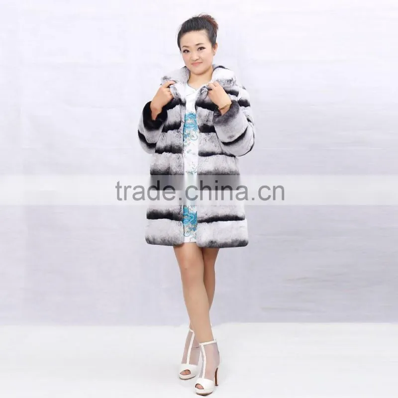 Wholesale cheap price Chinchilla Rex Rabbit Fur Jacket