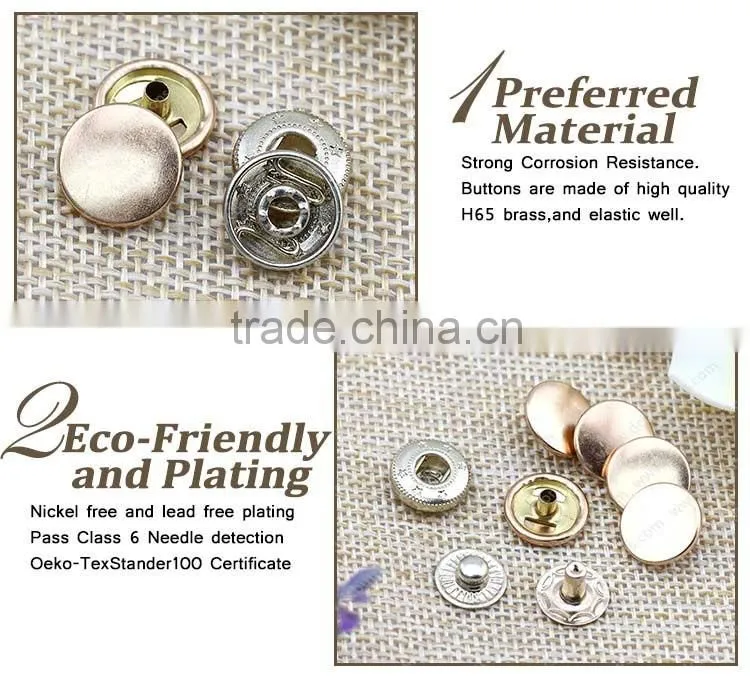 Nickle free and Lead free China Button Belt Fastener Snap Button Manufacturer