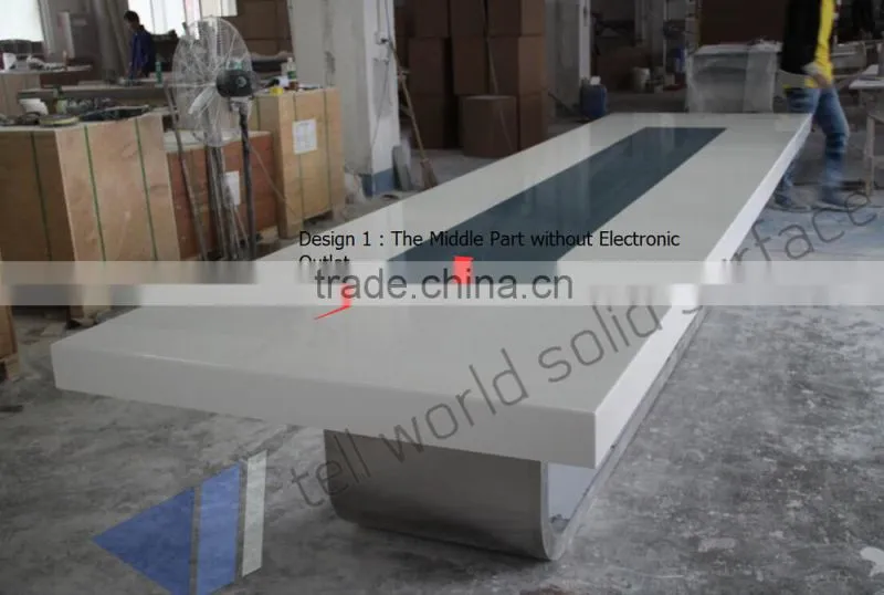 High quality acrylic solid surface boardroom table/meeting room table/conference table socket