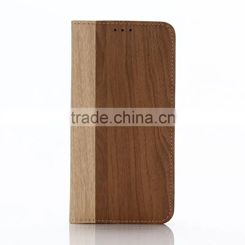 Retro wood leather stand shockproof case for samsung galaxy s7