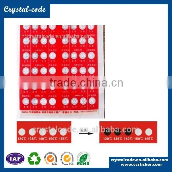 Custom printed temperature and color change sticker label