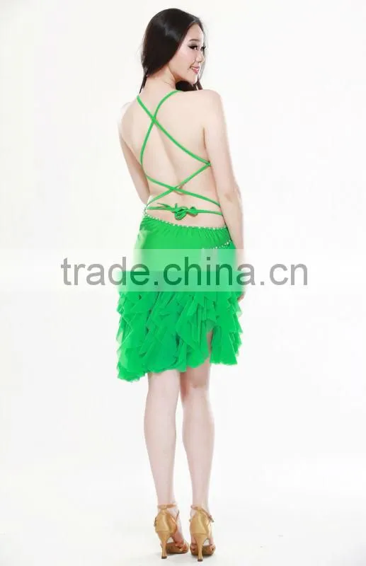 fashion and modern tassels sexy colorful beaded ballroom latin dance dress (QC2096)