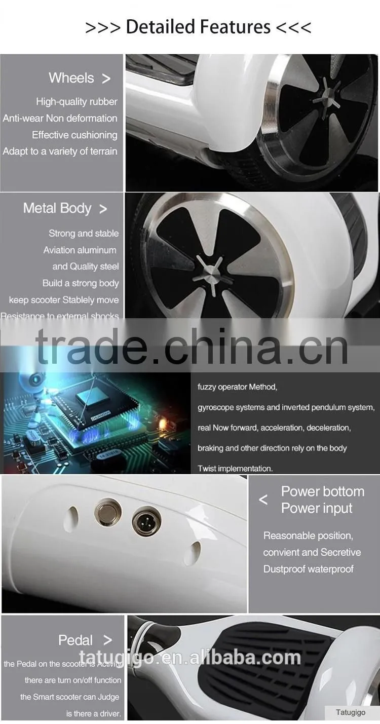 Standard Shenzhen 6.5 inch 350W two wheel smart electric self balancing scooter
