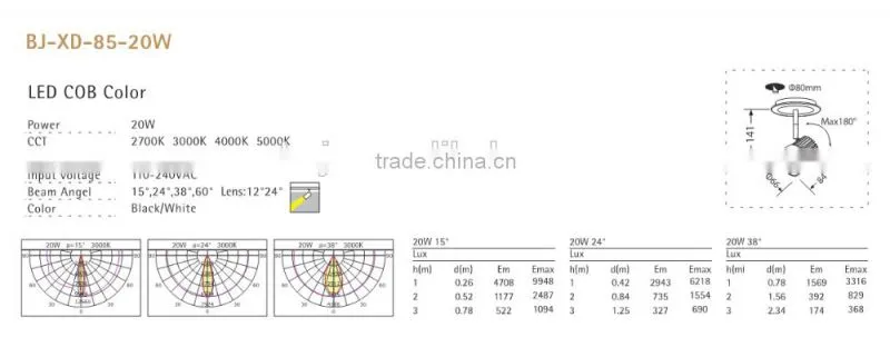 2015 best selling 20w cob led ceiling light