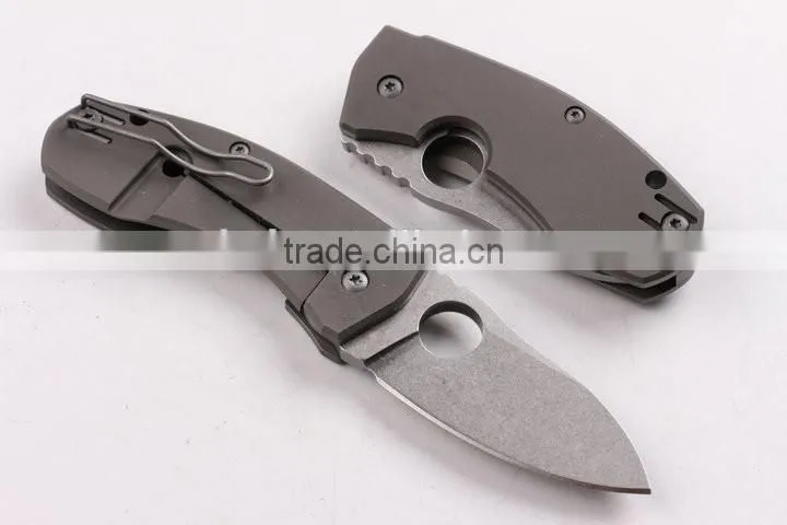 OEM D2 blade material pocket knife with Titanium alloy handle