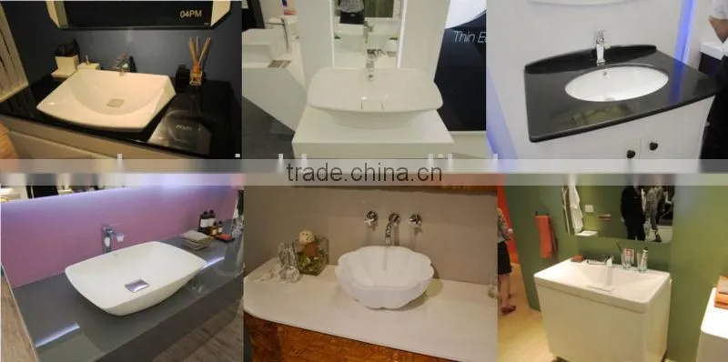 Glossy white bathroom wash basin artificial stone basin